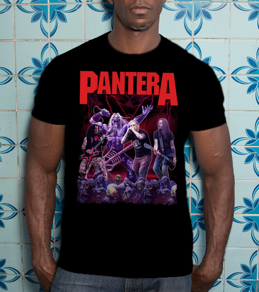 Pantera Live Electric Performance With Zombies And Purple Lightning T-Shirt