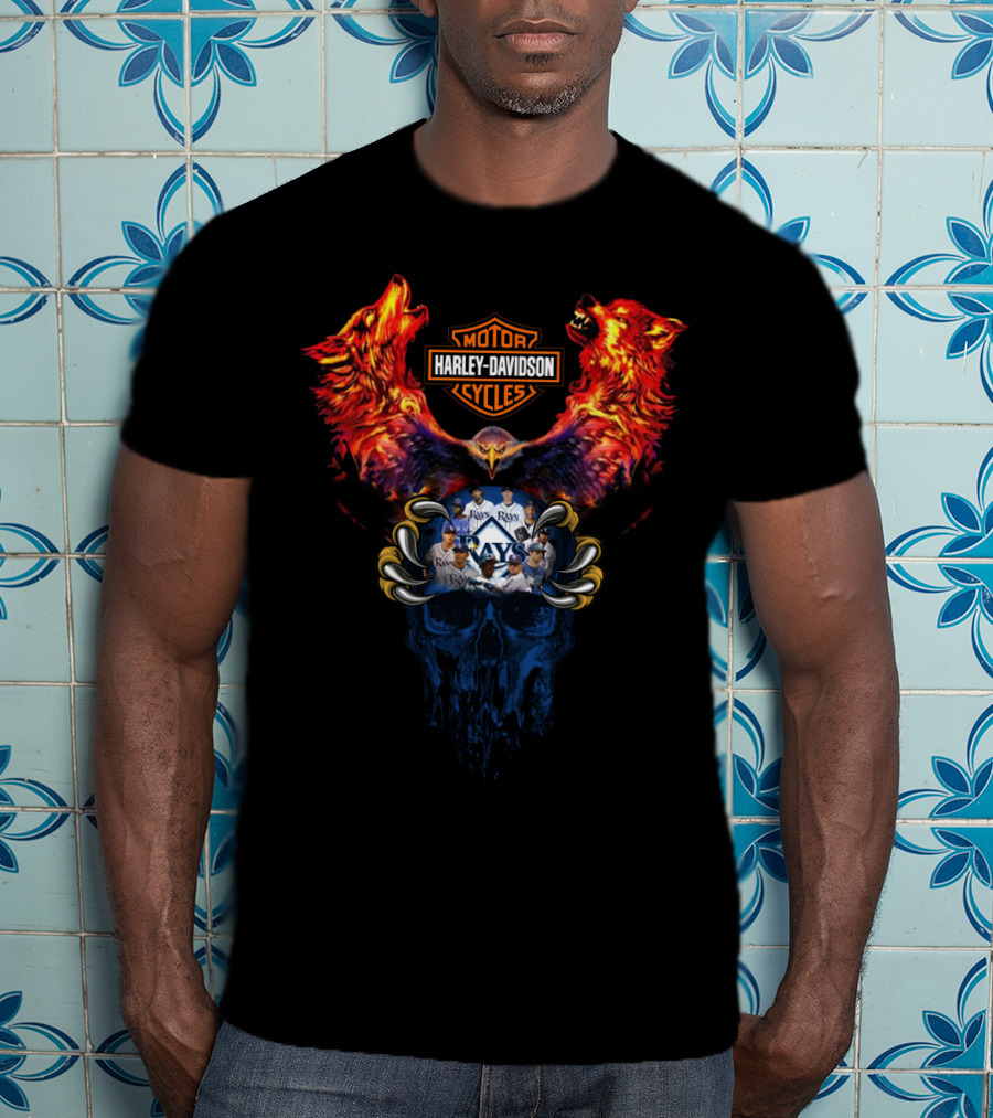 Harley Davidson Tampa Bay Rays Mlb Collaboration Artwork T-Shirt