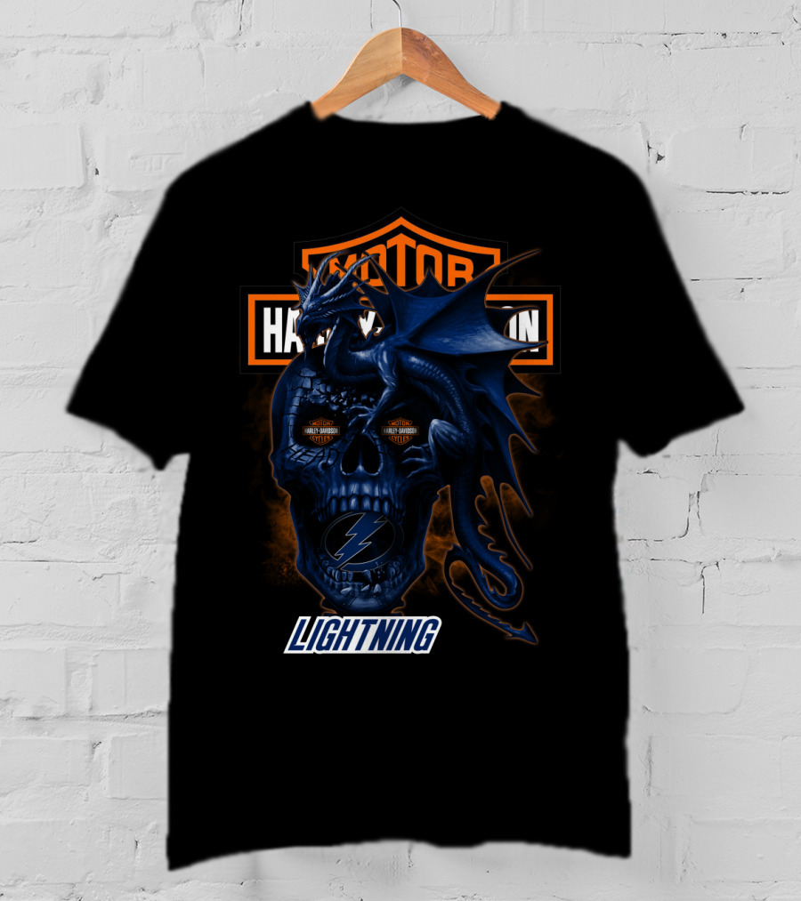 Motor Harley Davidson Lightning Skull Dragon Tampa Bay 111 T-Shirt