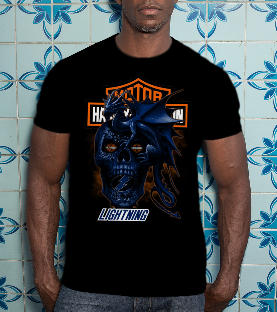 Motor Harley Davidson Lightning Skull Dragon Tampa Bay 111 T-Shirt