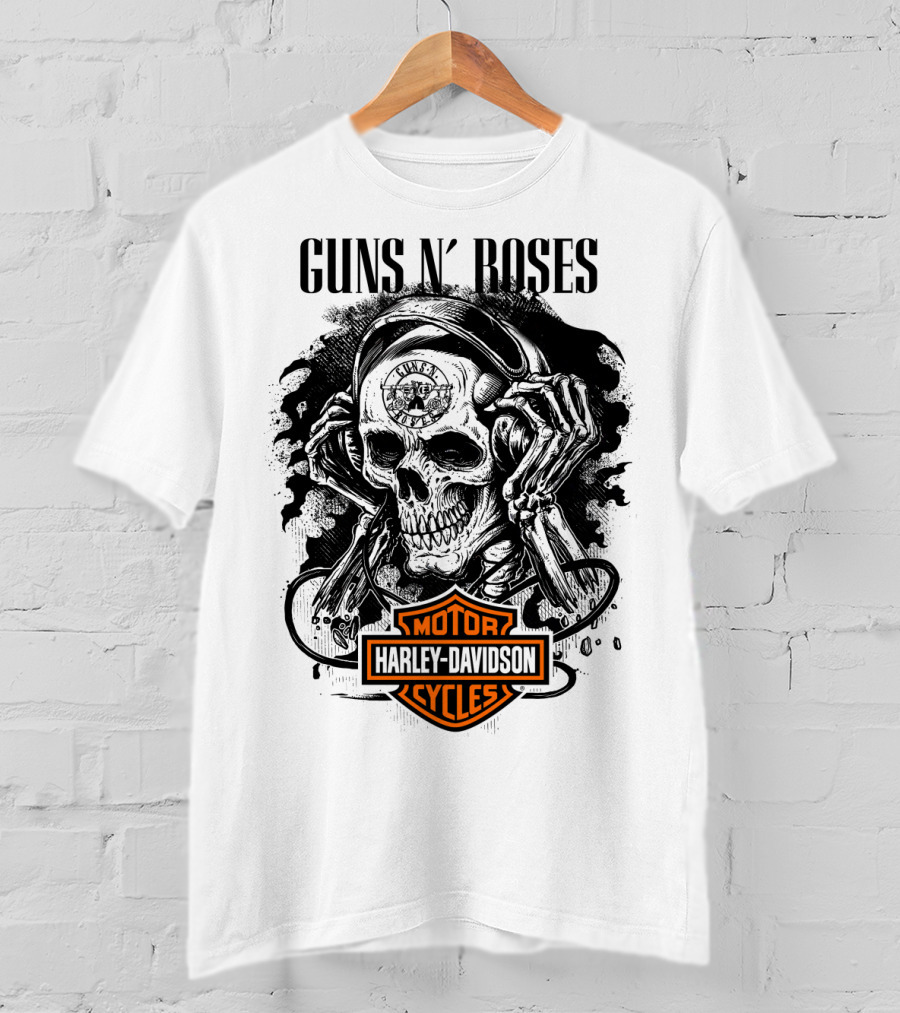 Guns N' Roses Harley Davidson Skull T-Shirt