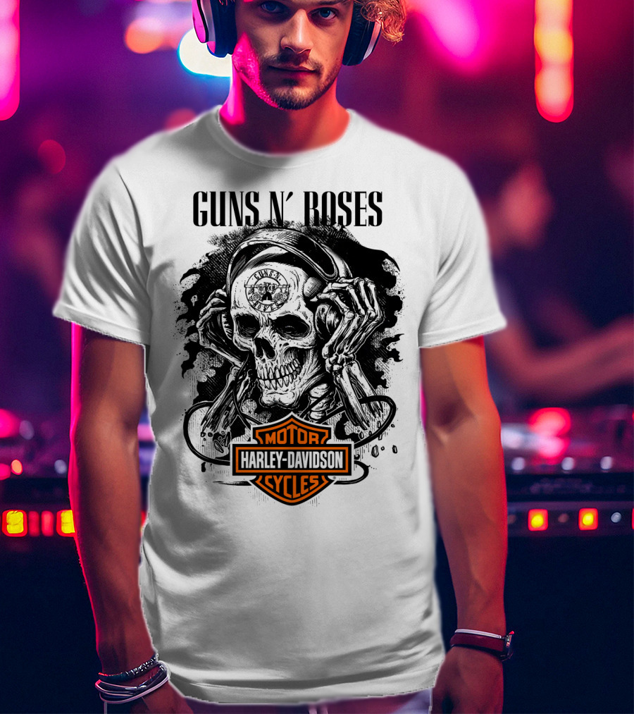 Guns N' Roses Harley Davidson Skull T-Shirt