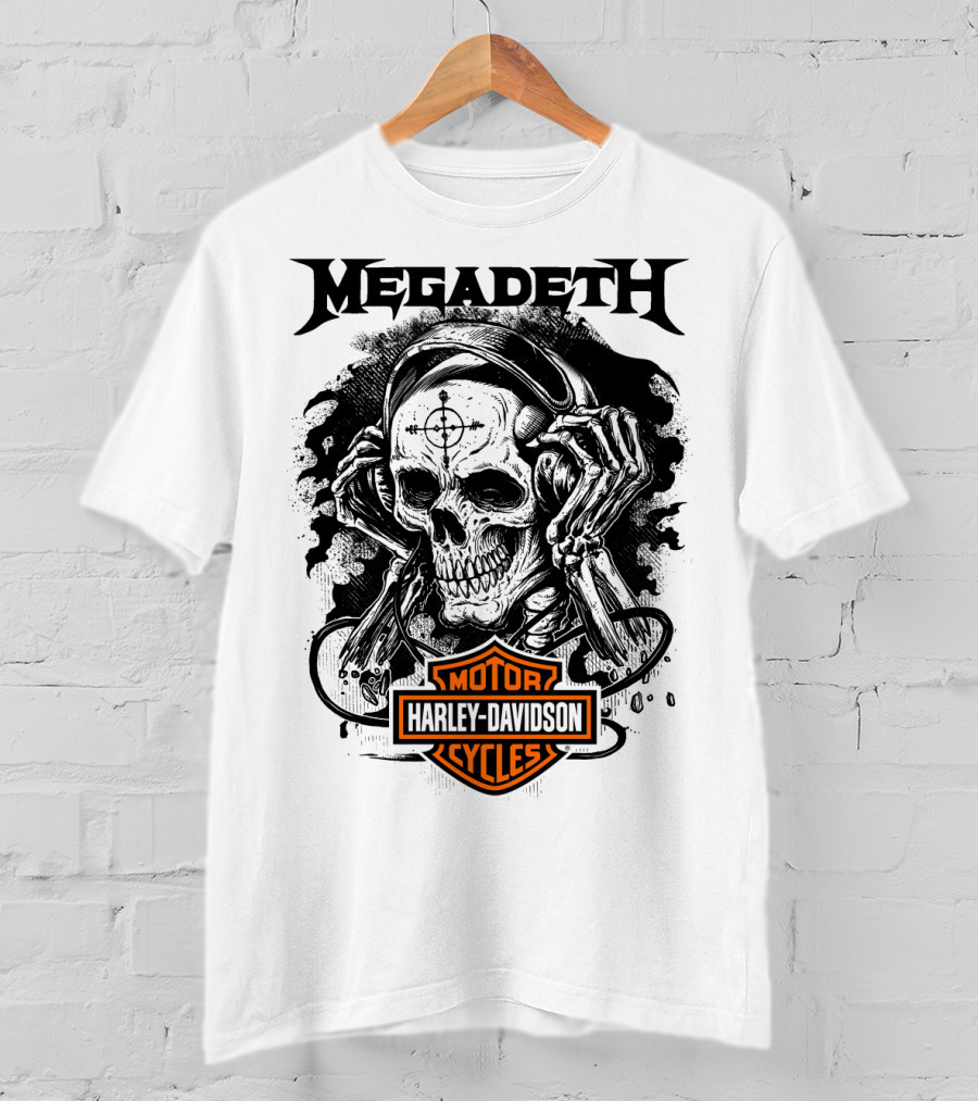 Megadeth Harley Davidson Skeleton Art T-Shirt