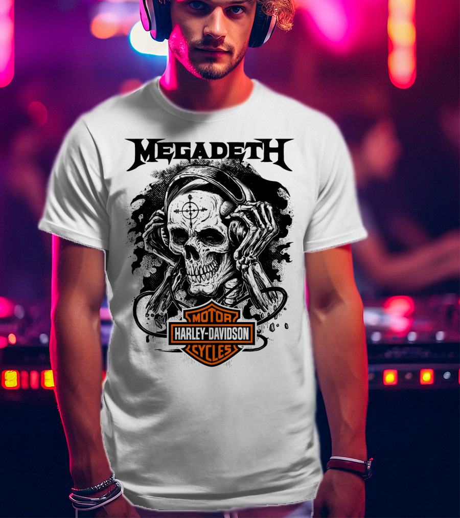 Megadeth Harley Davidson Skeleton Art T-Shirt