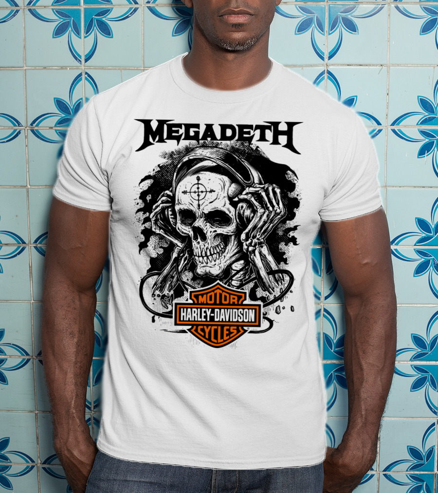 Megadeth Harley Davidson Skeleton Art T-Shirt