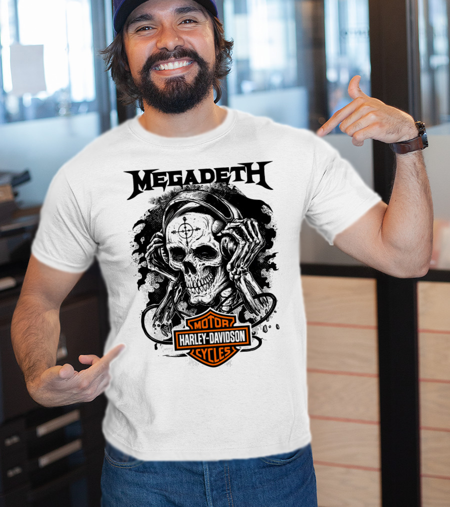 Megadeth Harley Davidson Skeleton Art T-Shirt