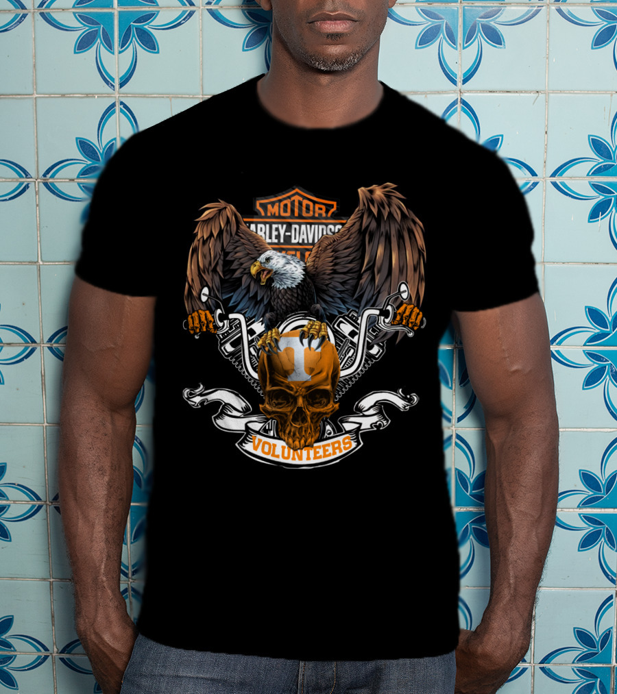 Ncaa Tennessee Volunteers Harley Davidson Motor Volunteers Eagle Skull T-Shirt