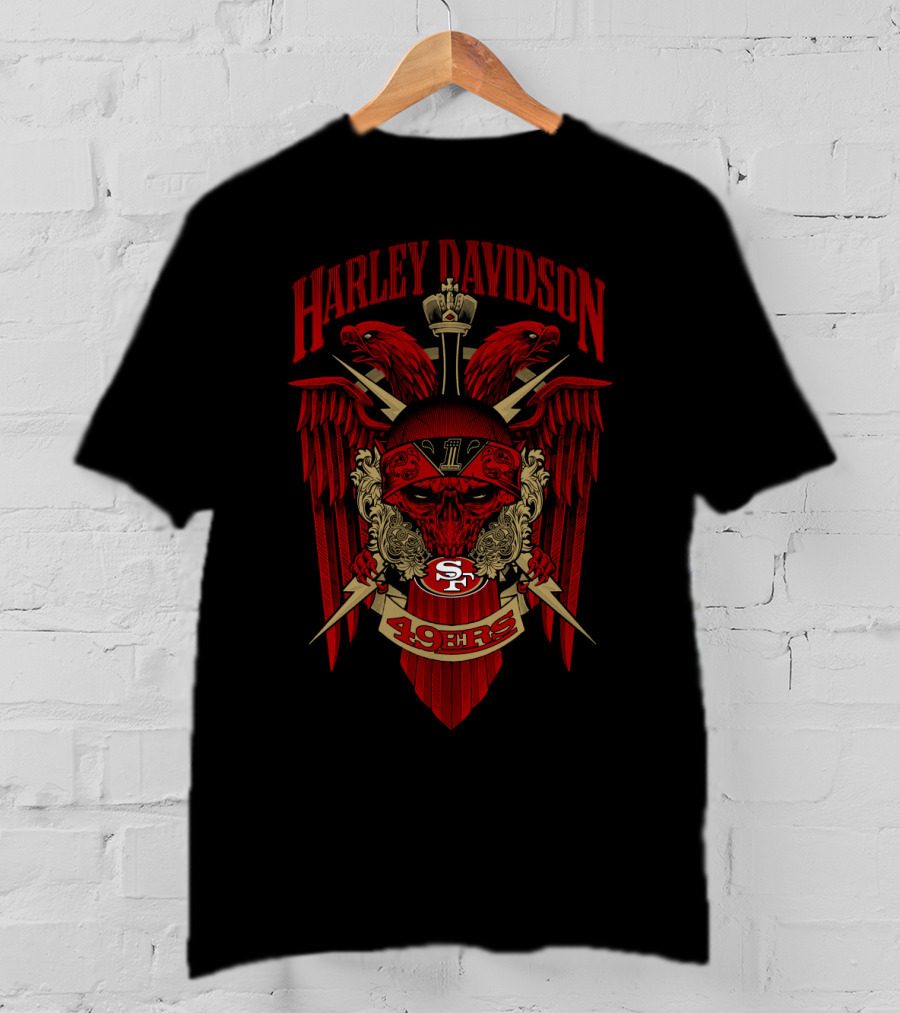 Harley Davidson Nfl 131 San Francisco 49ers Skull T-Shirt
