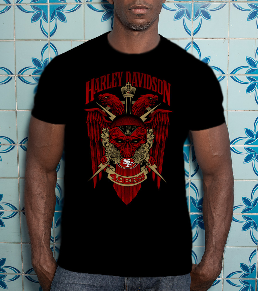 Harley Davidson Nfl 131 San Francisco 49ers Skull T-Shirt
