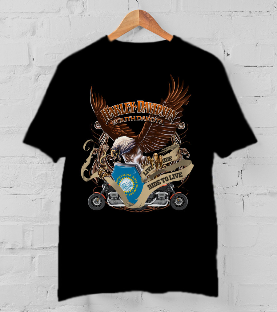 Harley Davidson South Dakota Live To Ride Ride To Live Eagle T-Shirt