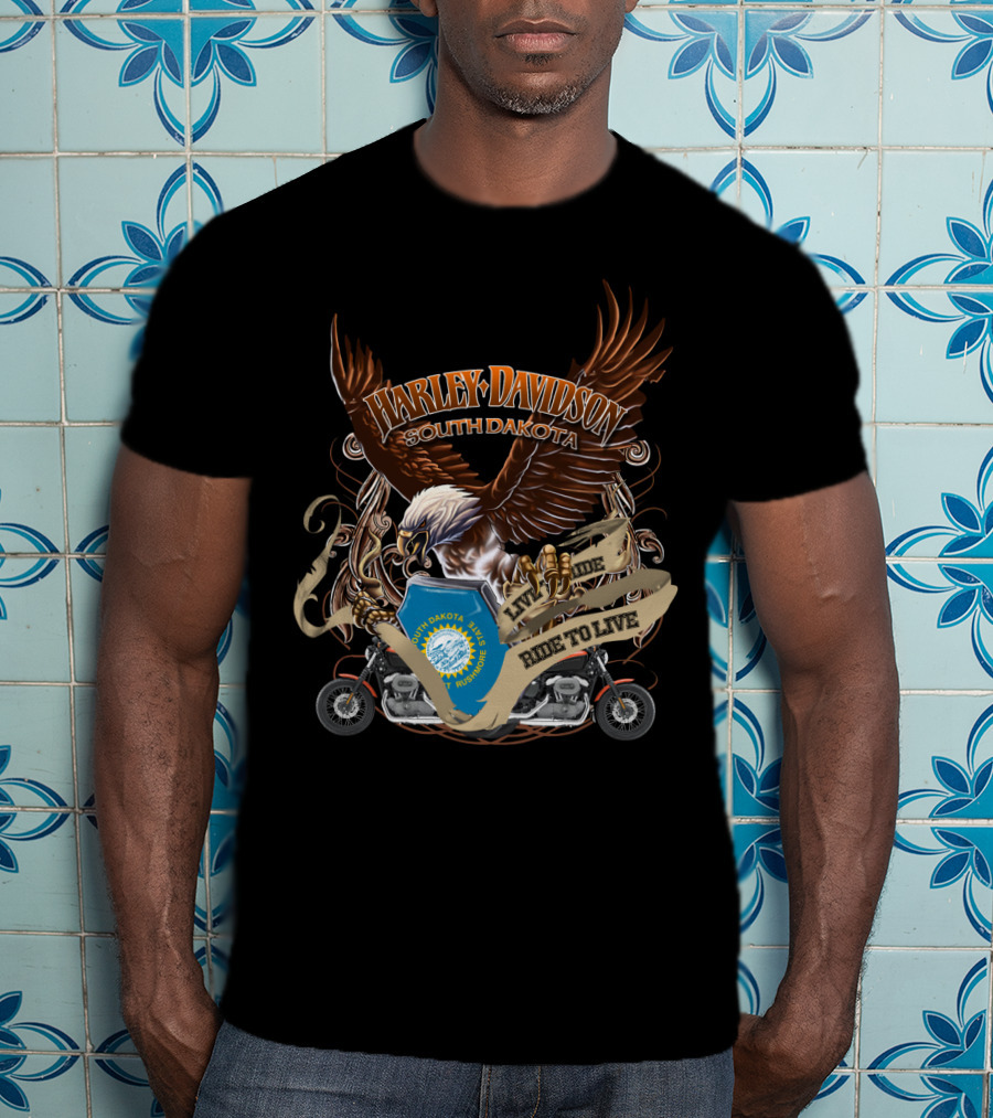 Harley Davidson South Dakota Live To Ride Ride To Live Eagle T-Shirt