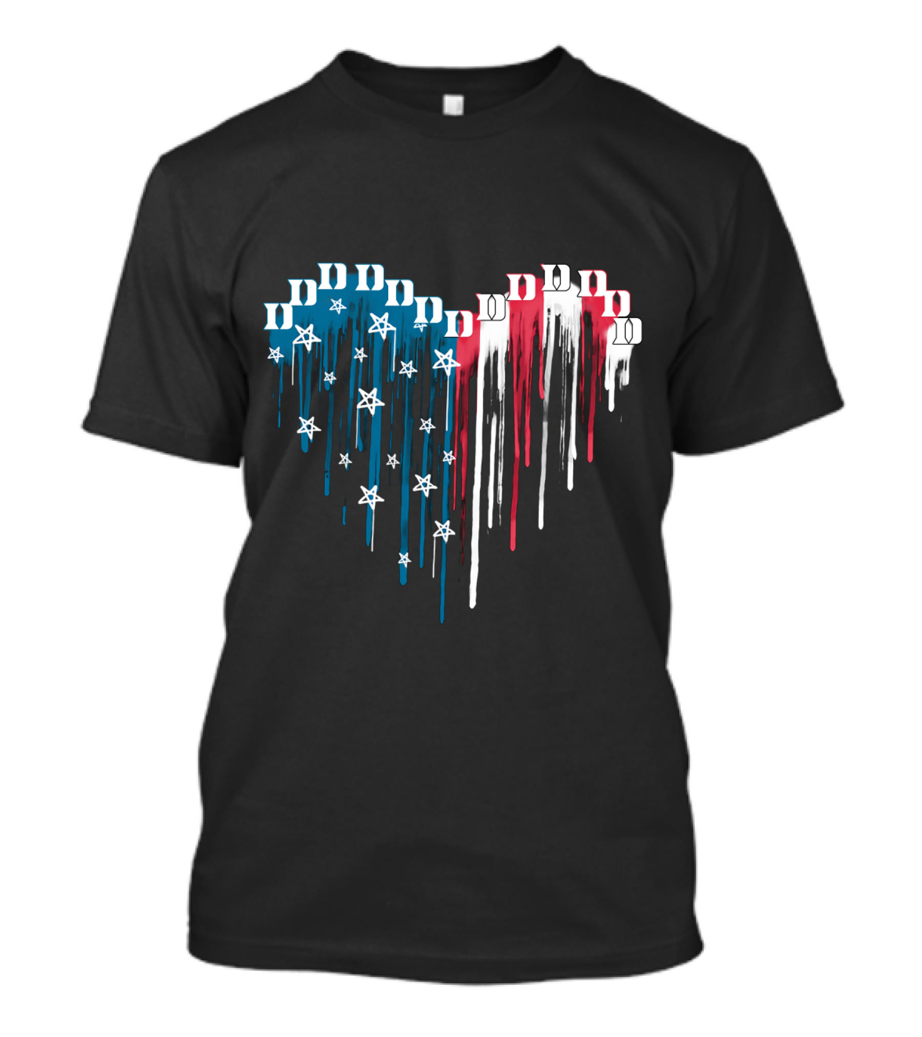 Duke Blue Devils Dripping American Flag Heart T-Shirt