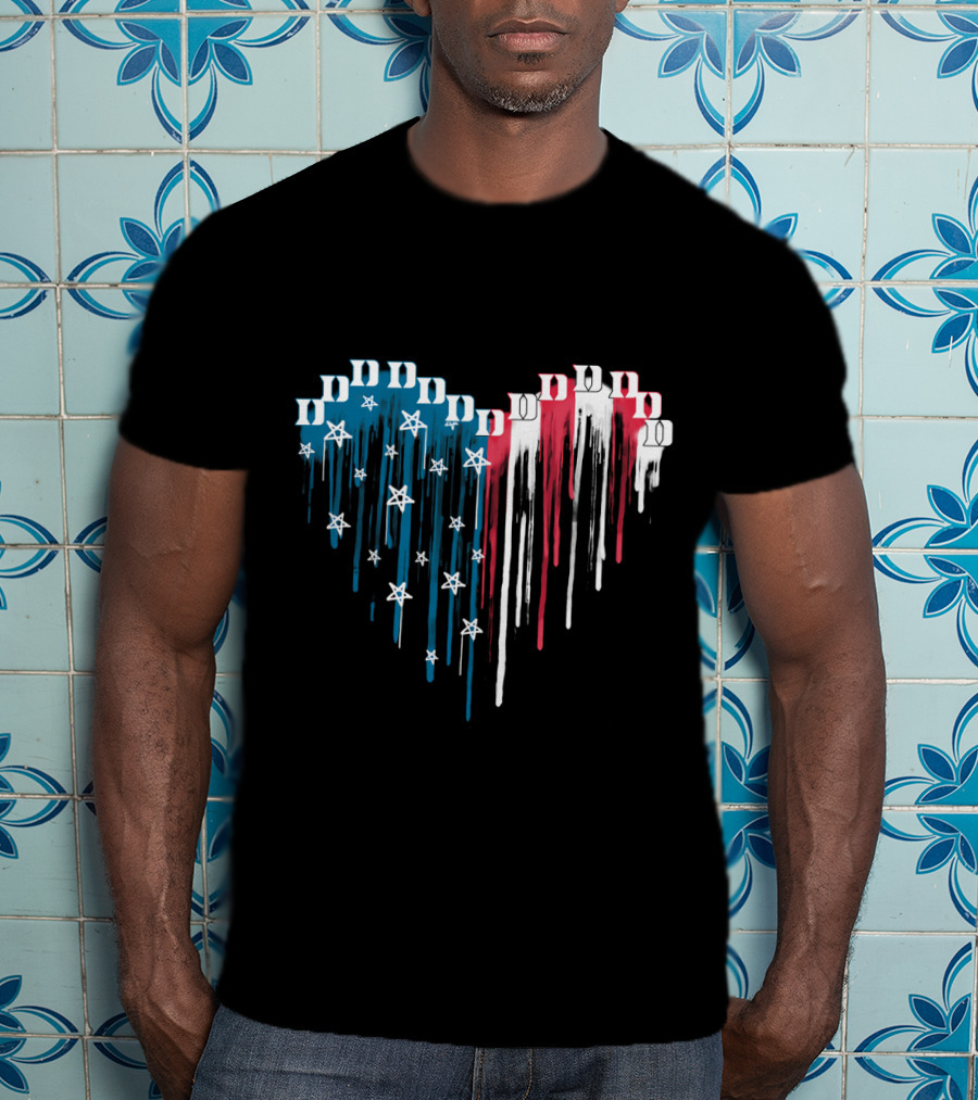 Duke Blue Devils Dripping American Flag Heart T-Shirt