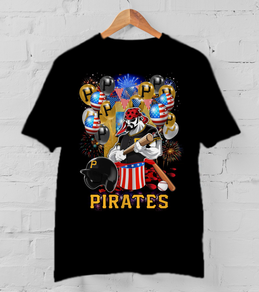 Mlb Pittsburgh Pirates Patriotic Fireworks Baseball Celebration T-Shirt