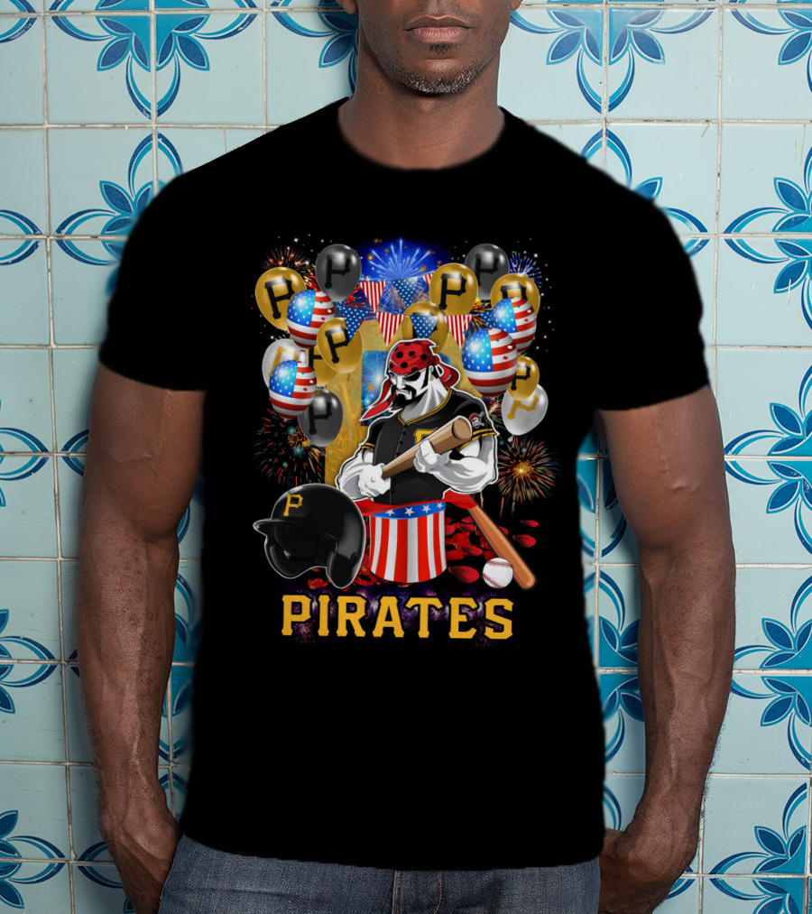 Mlb Pittsburgh Pirates Patriotic Fireworks Baseball Celebration T-Shirt