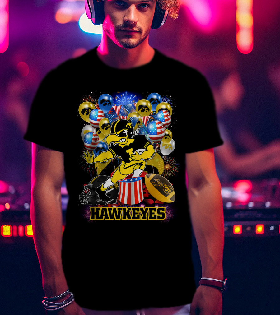 Ncaa Iowa Hawkeyes Football Celebration Balloons Fireworks T-Shirt
