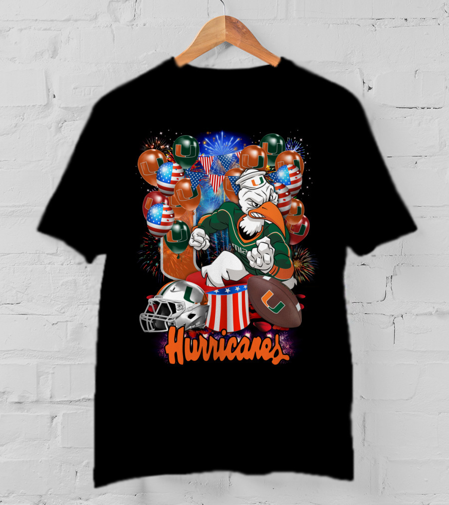 Miami Hurricanes Football Fireworks And Patriotic Celebration T-Shirt