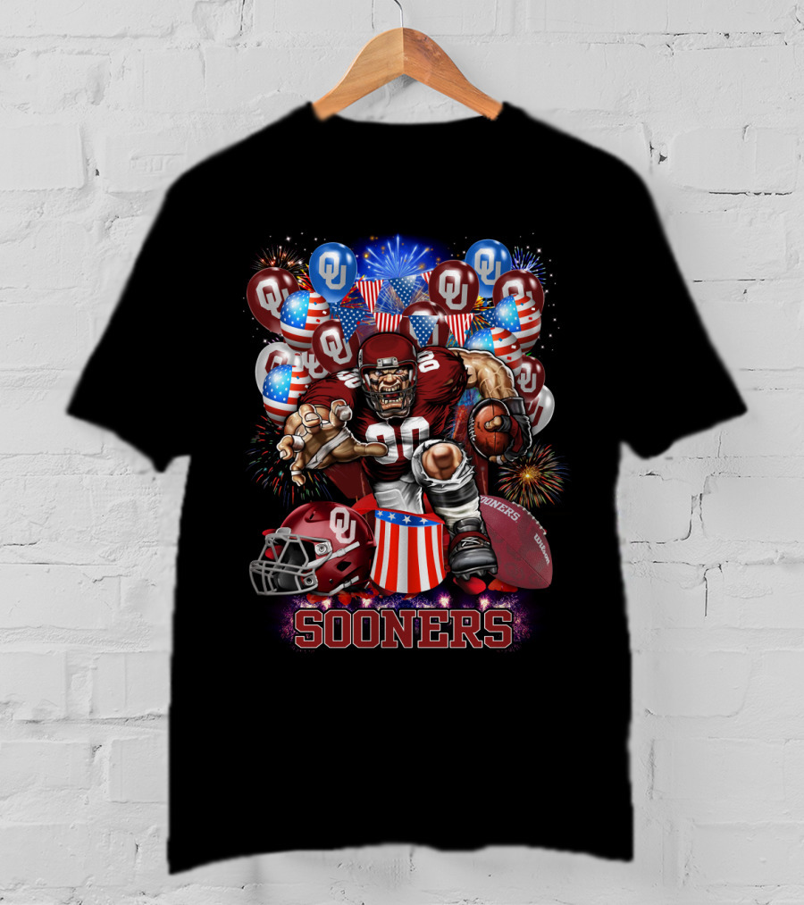Ncaa Oklahoma Sooners Football Celebration With Fireworks And Balloons T-Shirt