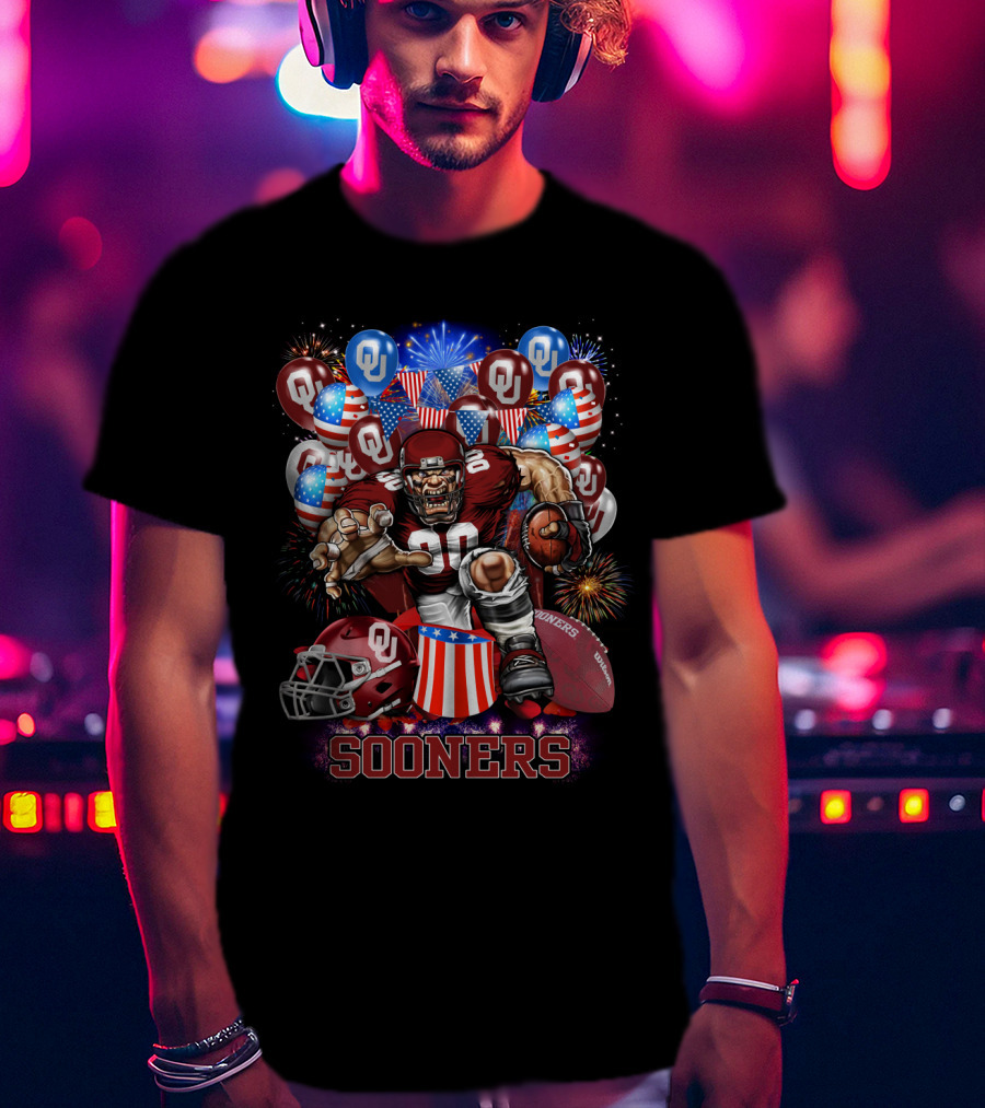 Ncaa Oklahoma Sooners Football Celebration With Fireworks And Balloons T-Shirt