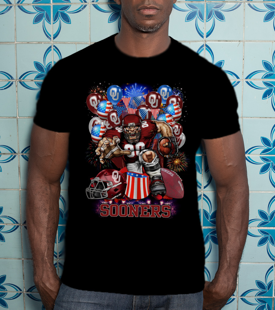 Ncaa Oklahoma Sooners Football Celebration With Fireworks And Balloons T-Shirt