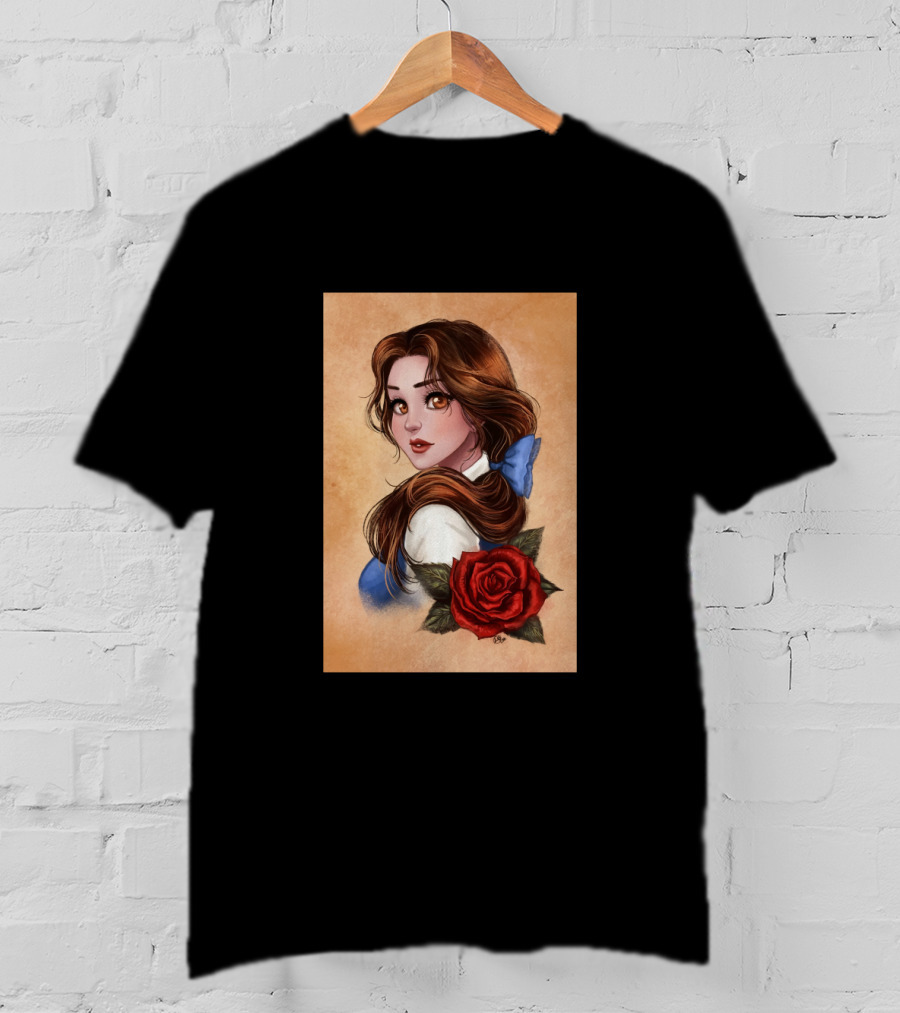 Great Picture Girl Rose With Blue Bow Brown Hair T-Shirt