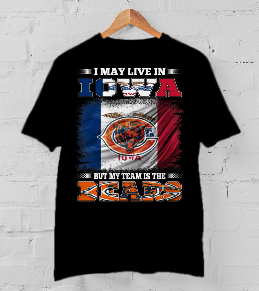Iowa Flag Background Bears Team Pride T-Shirt