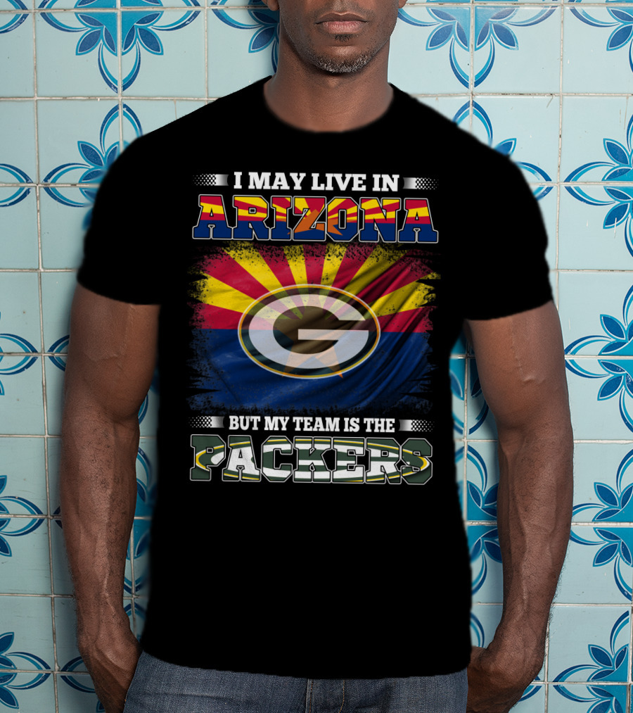 Arizona Living Packers Loyalty With Iconic Green Bay Logo And Flag Background T-Shirt