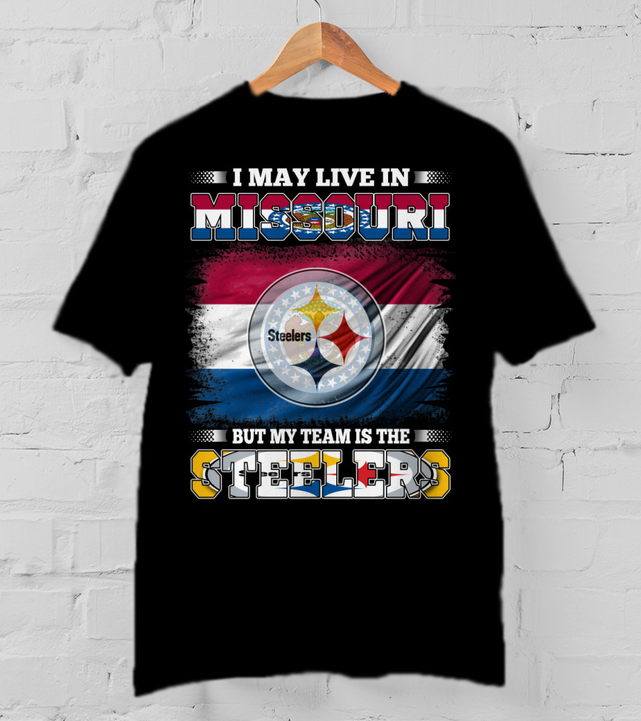 Steelers Fan Living In Missouri With Team Pride Background T-Shirt
