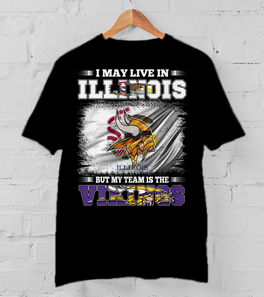 Illinois Loyalty With Vikings Team Pride Flag T-Shirt