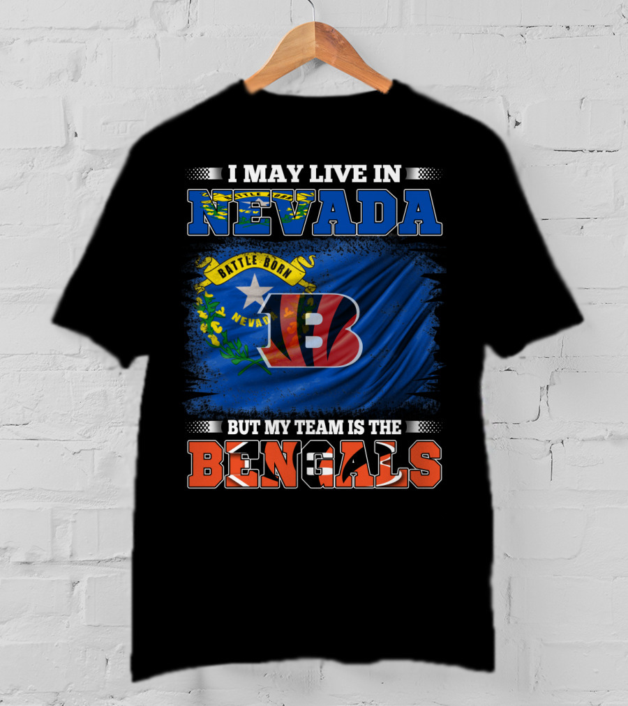 Nevada Pride With Bengals Team Allegiance And Flag T-Shirt