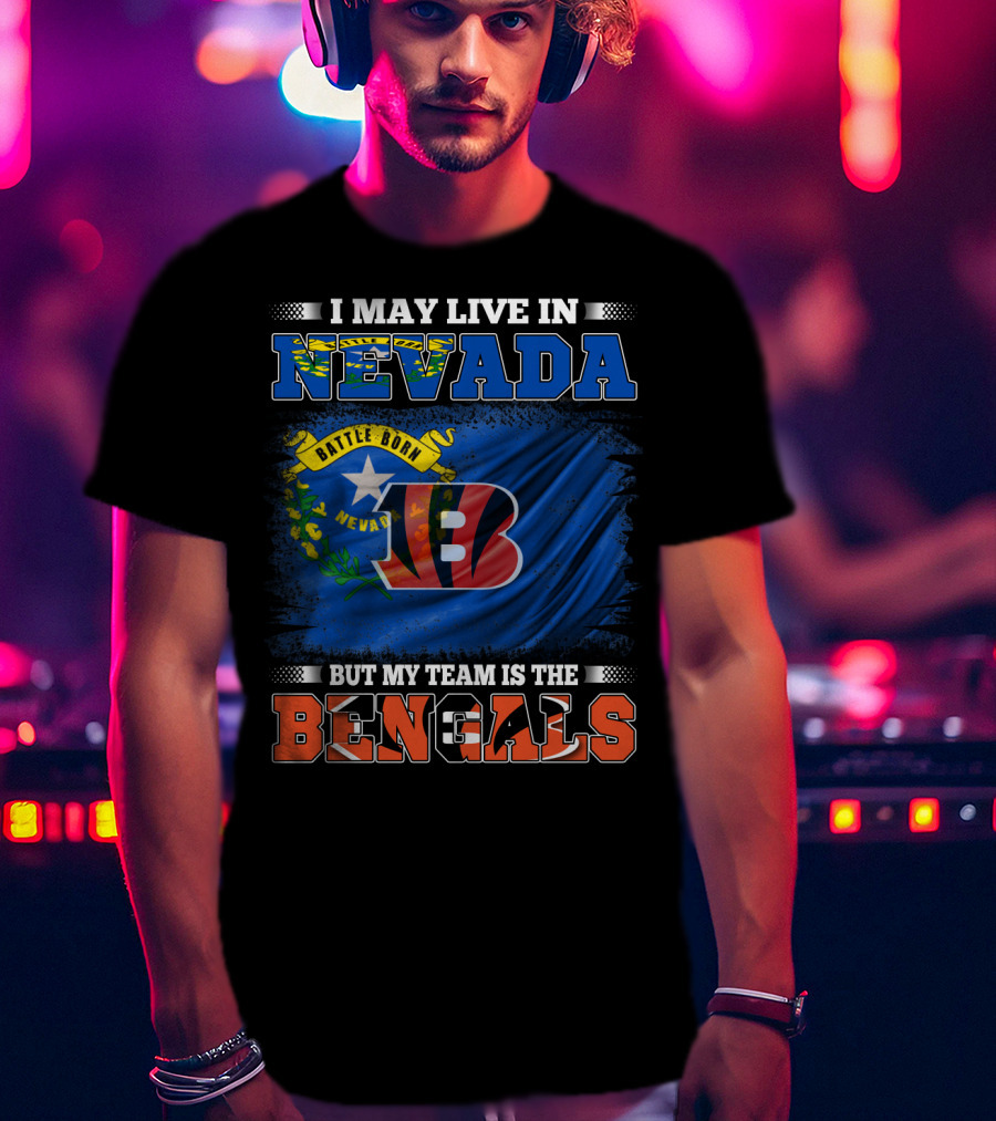 Nevada Pride With Bengals Team Allegiance And Flag T-Shirt