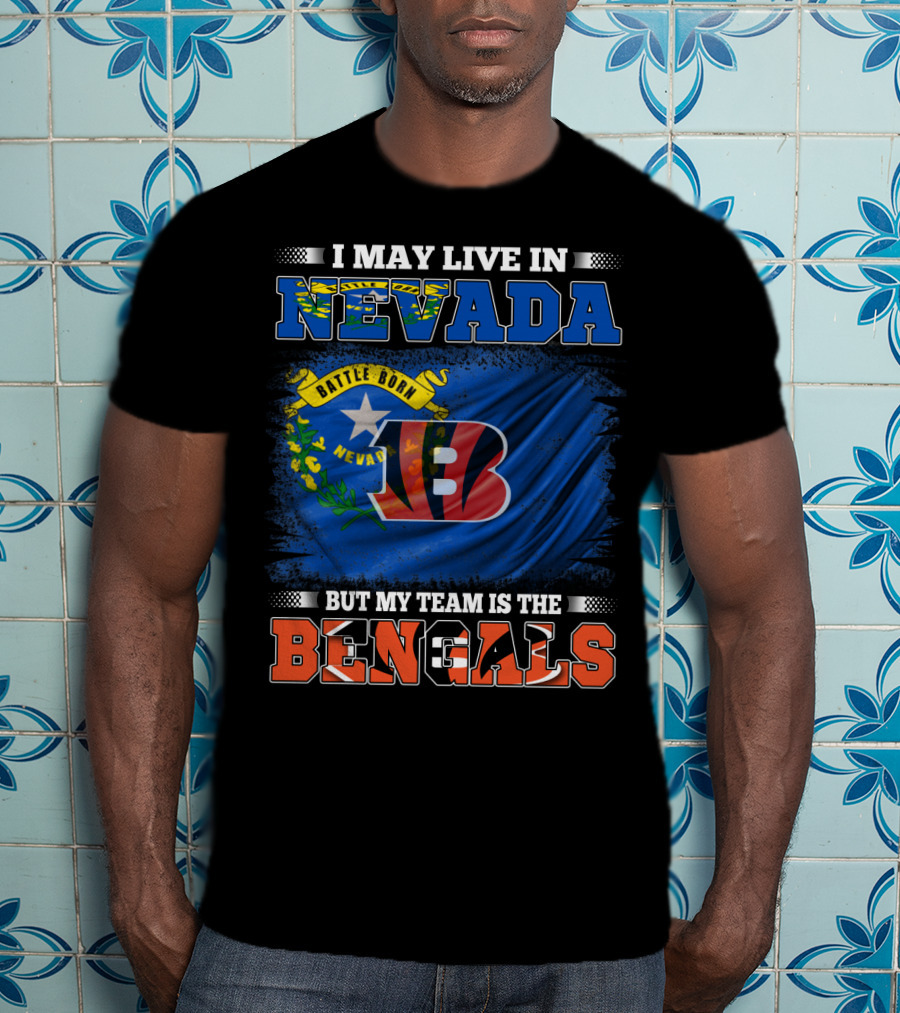 Nevada Pride With Bengals Team Allegiance And Flag T-Shirt