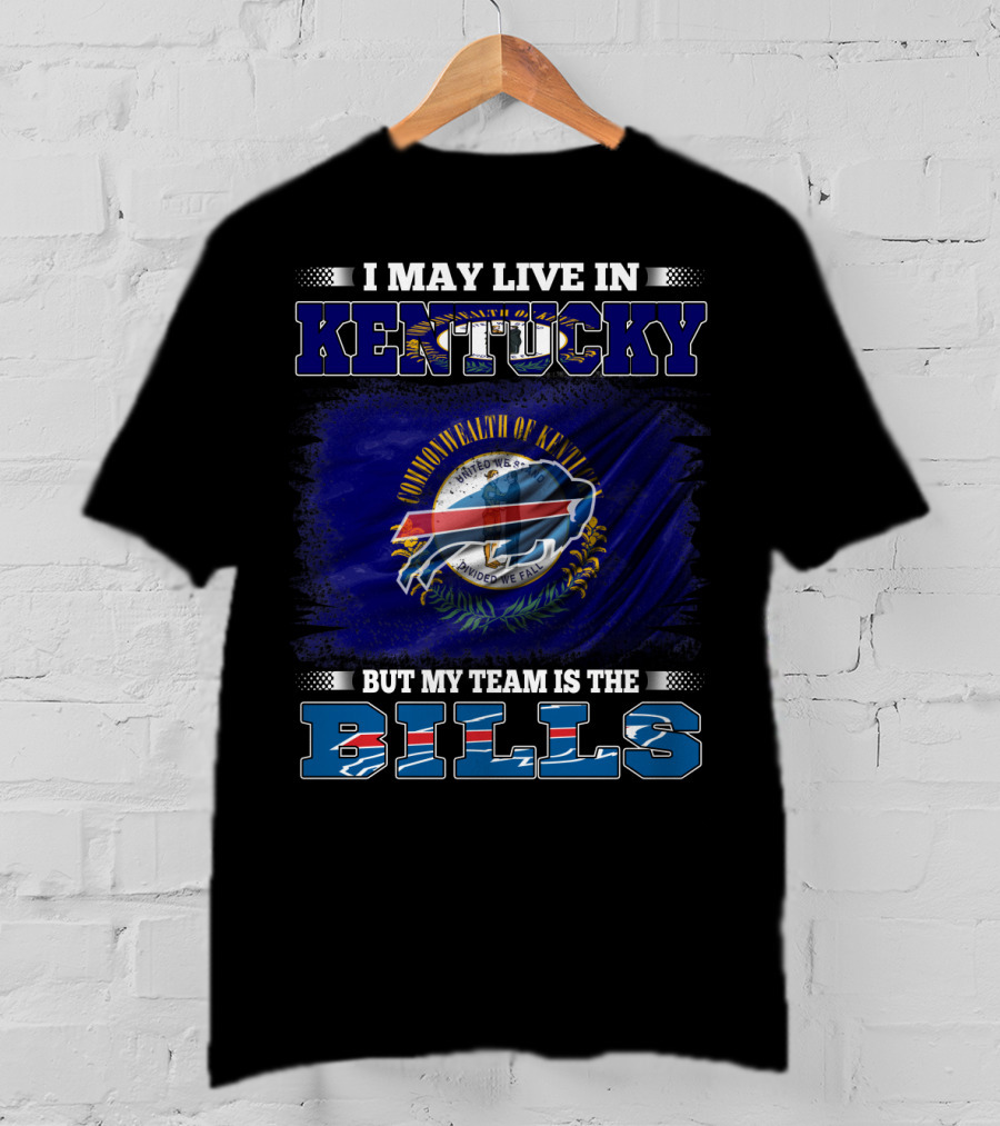 Kentucky Resident Proudly Supports Buffalo Bills With State Flag And Team T-Shirt