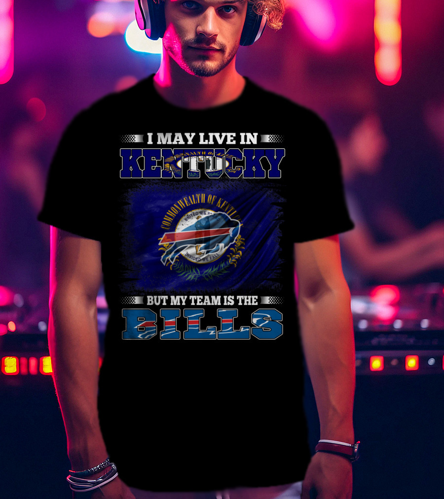 Kentucky Resident Proudly Supports Buffalo Bills With State Flag And Team T-Shirt