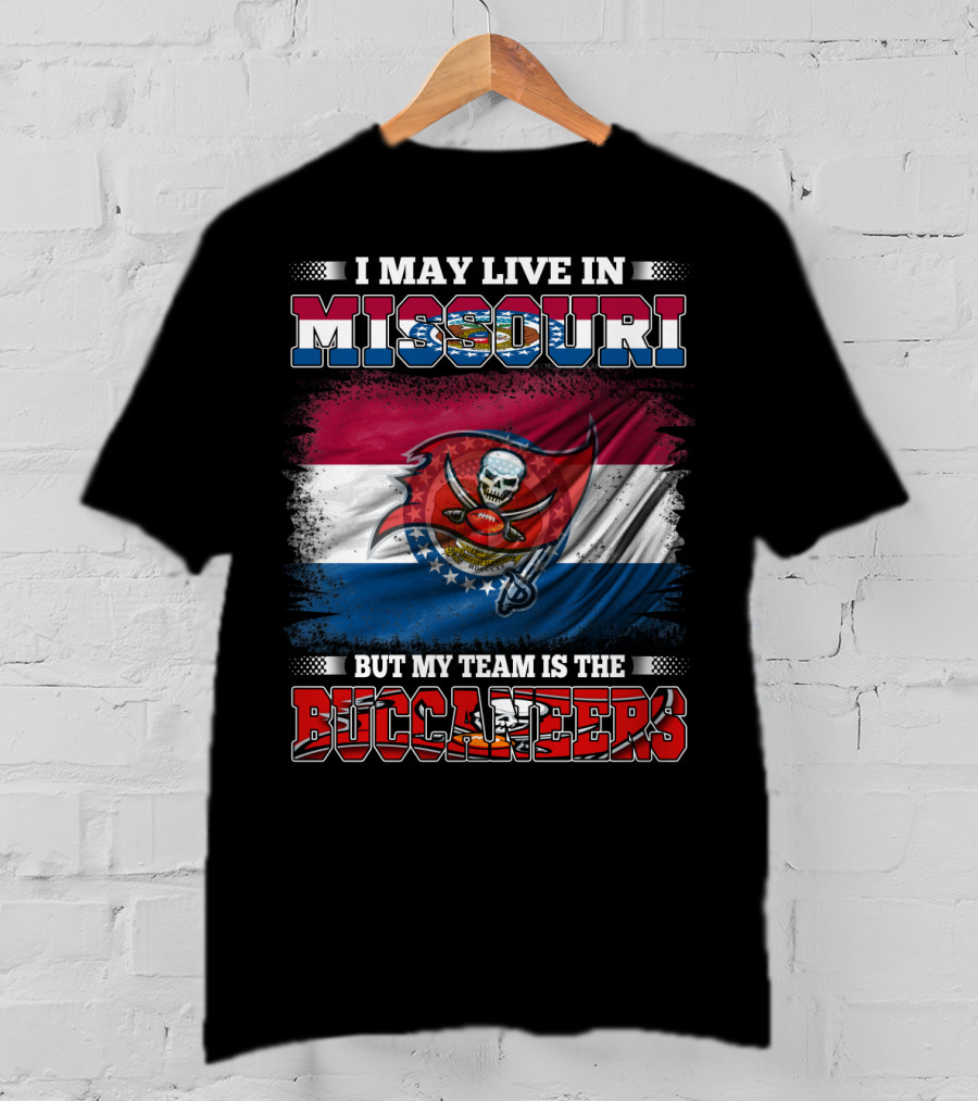 Missouri Fan With Buccaneers Pride And Team Spirit Flag T-Shirt