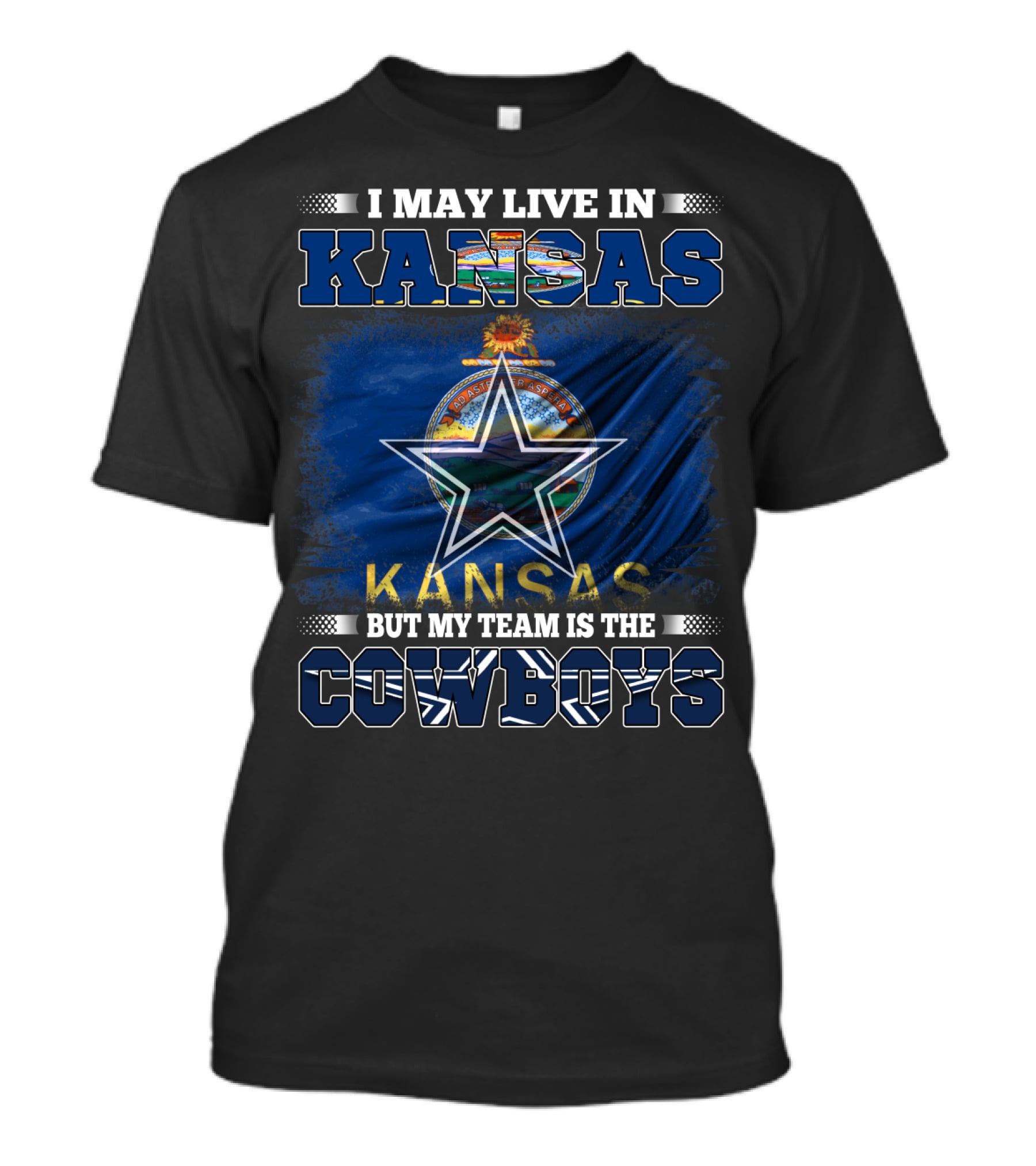 Kansas Life Cowboys Team Pride Star Kansas Flag T-Shirt