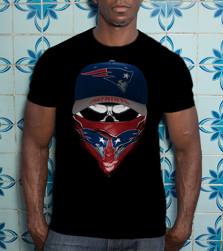New England Patriots Hat And Bandana Skull Style T-Shirt
