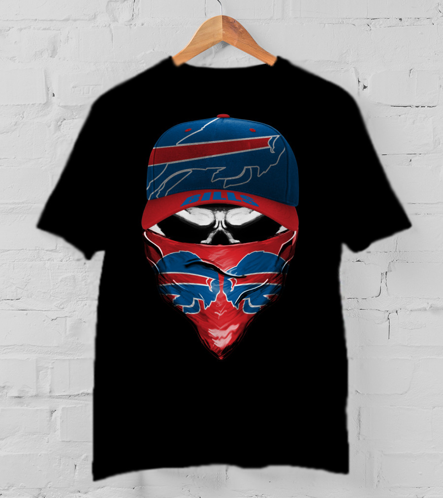 Buffalo Bills Cap And Bandana Skull T-Shirt