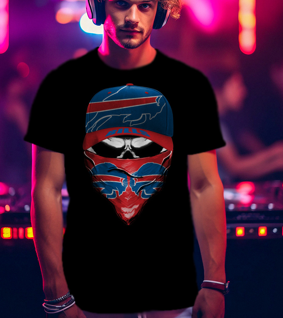 Buffalo Bills Cap And Bandana Skull T-Shirt