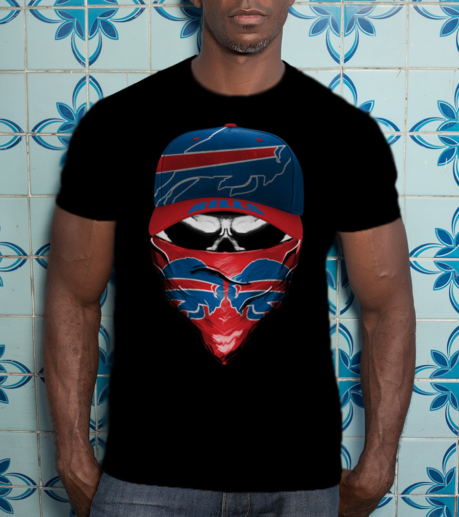 Buffalo Bills Cap And Bandana Skull T-Shirt