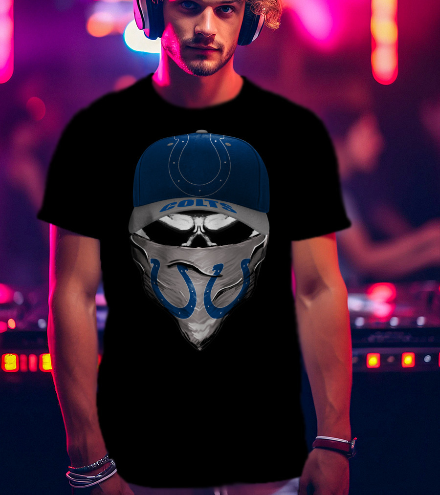 Indianapolis Colts Football Horseshoe Mask Hat T-Shirt