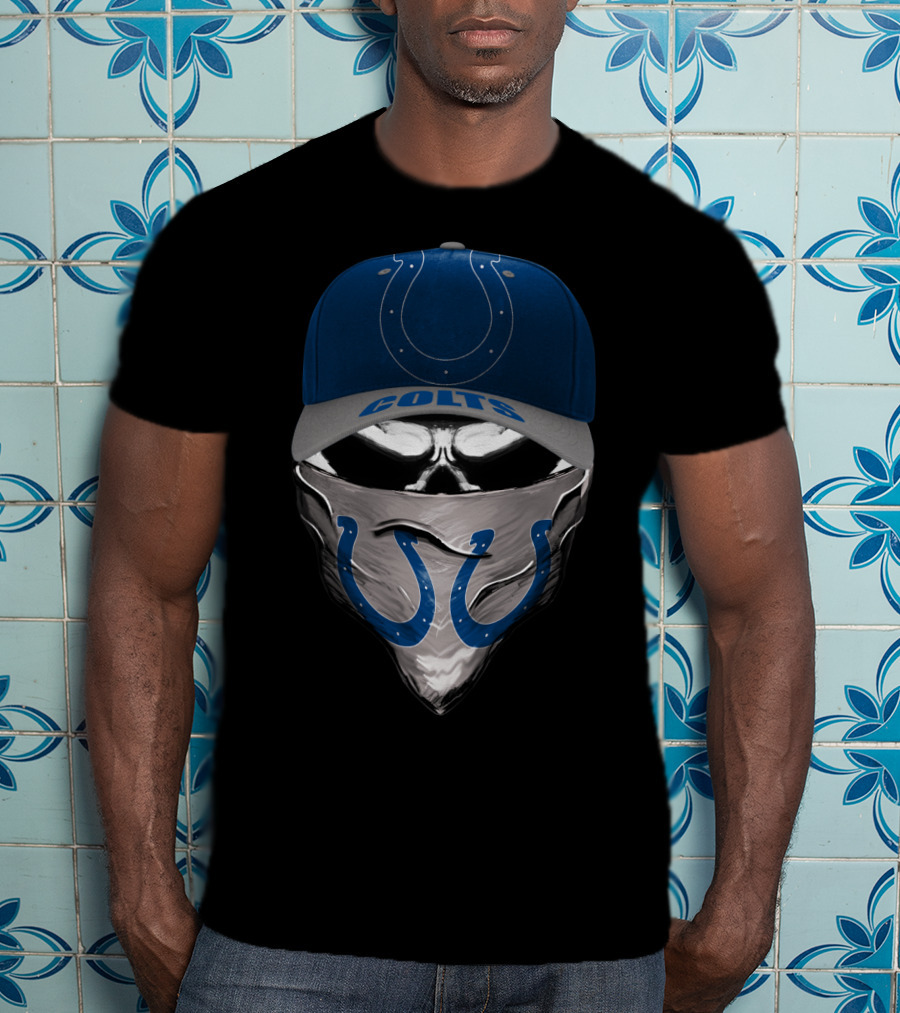 Indianapolis Colts Football Horseshoe Mask Hat T-Shirt