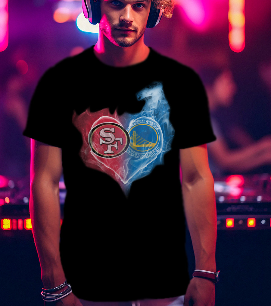 San Francisco 49ers Golden State Warriors Heart Fusion T-Shirt