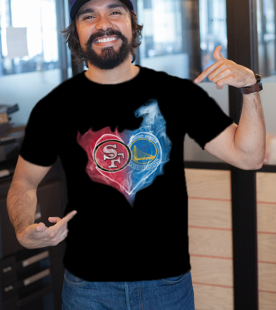 San Francisco 49ers Golden State Warriors Heart Fusion T-Shirt