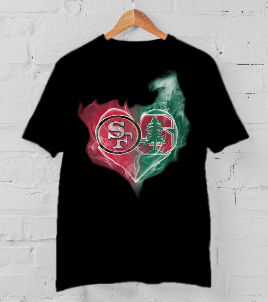 49ers SF Stanford Cardinal Logo Heart T-Shirt