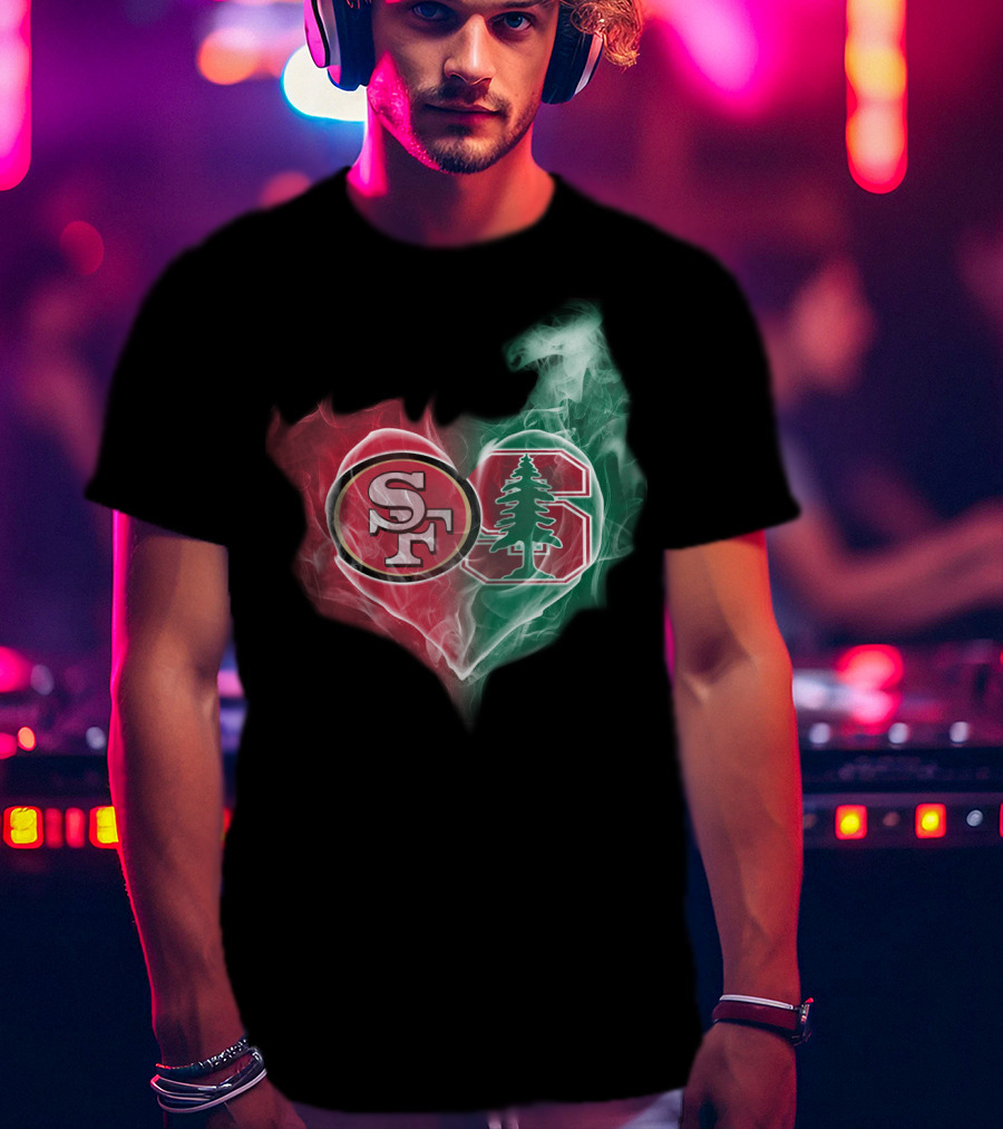 49ers SF Stanford Cardinal Logo Heart T-Shirt