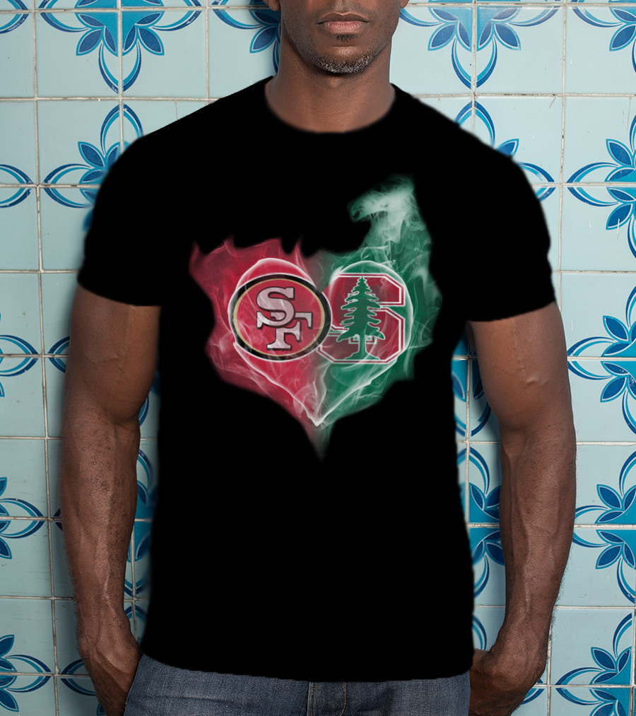 49ers SF Stanford Cardinal Logo Heart T-Shirt