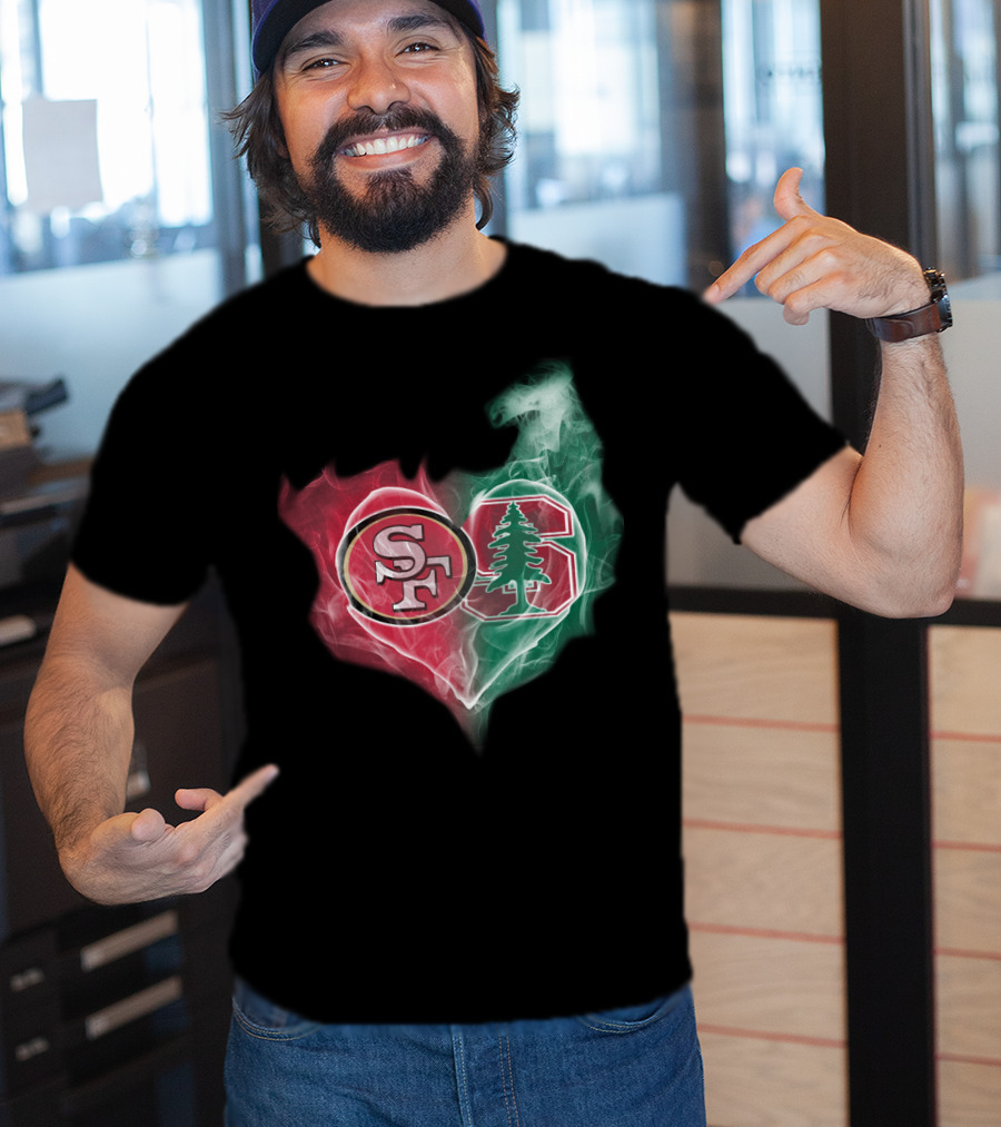 49ers SF Stanford Cardinal Logo Heart T-Shirt