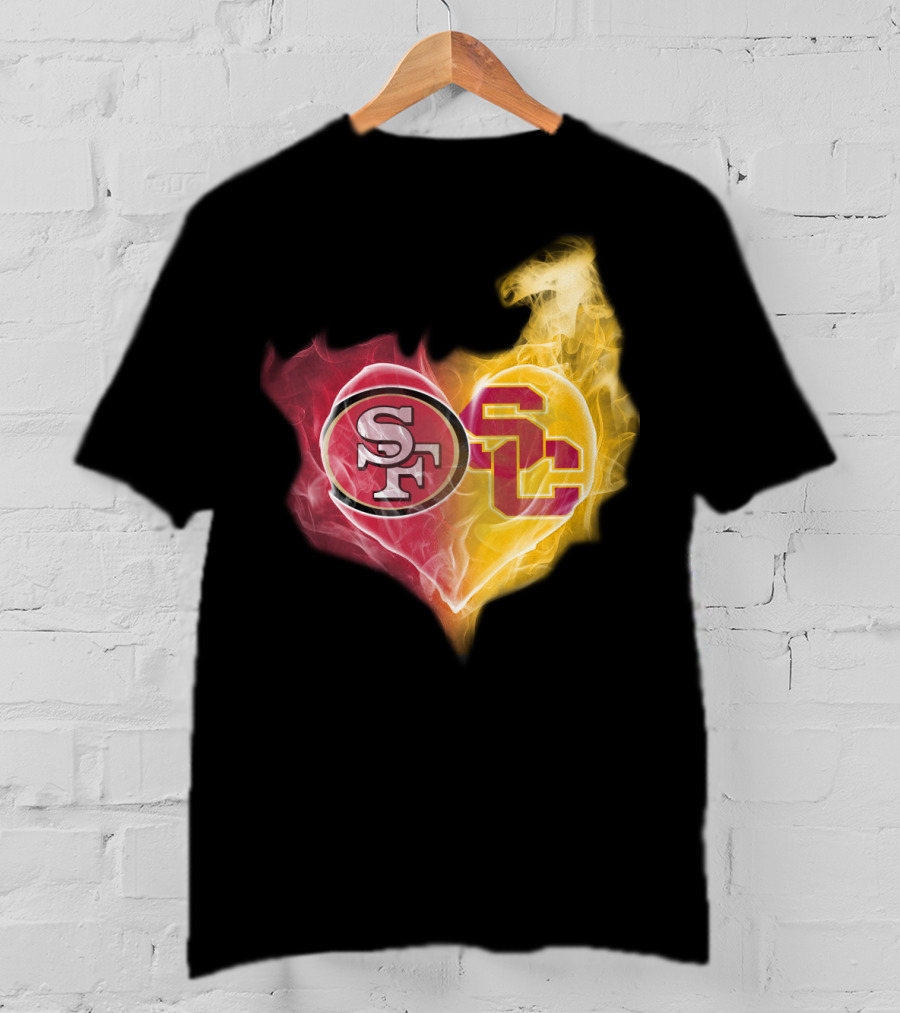 49ers SF USC Trojans Heart Emblem T-Shirt