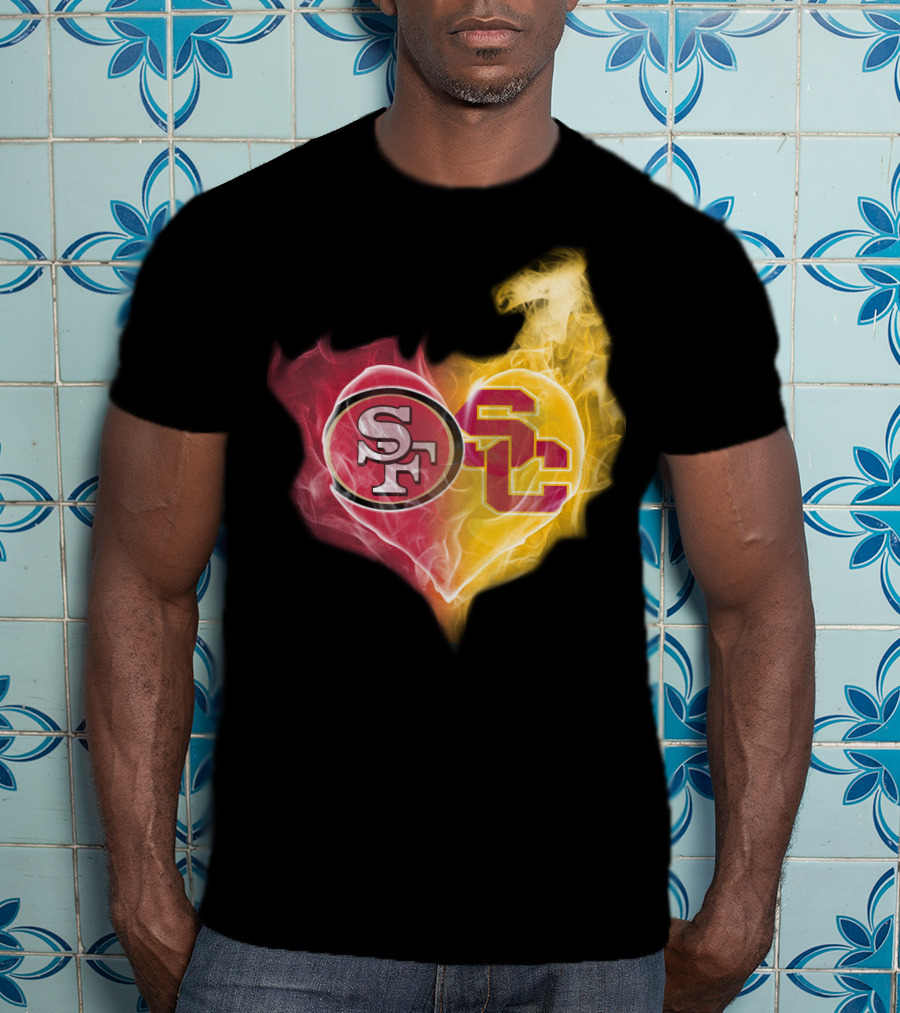 49ers SF USC Trojans Heart Emblem T-Shirt